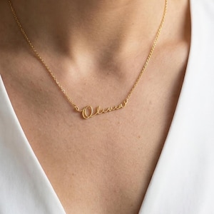 Collar con nombre personalizado, delicada inscripción en plata, joyería personalizada