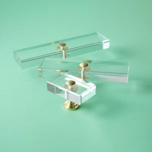 Minimalist Glass Cabinet Pulls | Rectangle Glass T-bar Pulls | Transparent Glass Handles | Clear Crystal Cabinet Handles | Cabinet Hardware