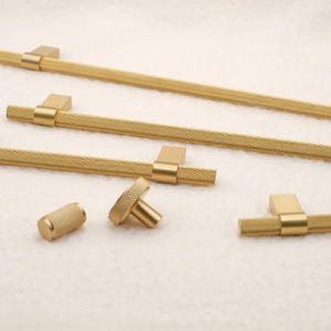 Industrial Knurled Brass Cabinet Handles | Gold Kitchen Cabinet Pulls | Solid Brass Knobs And Pulls | Brass Cabinet Hardware