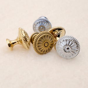 Victoria Solid Brass Flower Cabinet Knobs - Aged Brass Finish