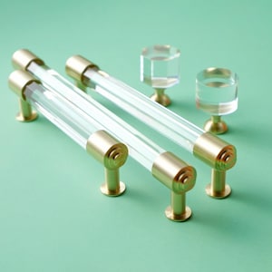 Octagon Glass Cabinet Pulls | Transparent Glass Handles | Clear Crystal Cabinet Handles | Kitchen Drawer Pulls | Modern Cabinet Hardware