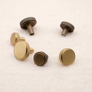 Knurled Antique Brass Knobs: Solid Brass, Vintage Gold Finish