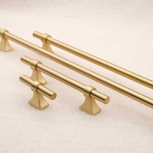 Brushed Brass Cabinet Handles | Solid Brass Cabinet Pulls | Gold Kitchen Pulls | Brass Drawer Pulls | Brass Kitchen Cabinet Hardware