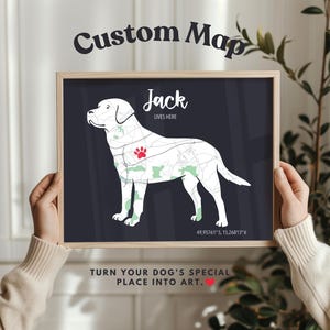 Labrador Geschenk - Personalisierte Hundekarte mit Namen & besonderen Ort - Individuell angefertigtes Haustier Erinnerungsdruck oder Hundeliebhaber Wandkunst