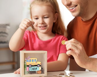 Personalized Wooden Name Piggy Bank, Money Box,Wooden Cash Box, Birthday Gift, Personalized Gift, Gifts for Children, Gift for Babies, Gifts