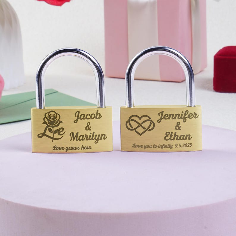Personalized Heart Love Padlock Key Set With Engraved Names, Heart Lock ...