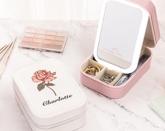 Personalized Cosmetic Bag with LED, Toiletry Bag, Makeup Bag, Personalized Gift,Bridal Shower Gift,Wedding Gift,Bridesmaid Gift,Gift for Her