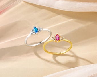 Marquise Birthstone Ring, Diamond Ring, Minimalist Ring, Dainty Ring, Personalized Gifts, Bridesmaid Gifts, Anniversary Gifts, Gifts for Her