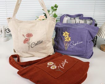 Customized Large-Capacity Tote Bags, Wedding Tote Bags, Corduroy Tote Bags, Bridesmaid Gifts,  Bachelorette Party Gifts, Gifts for Her