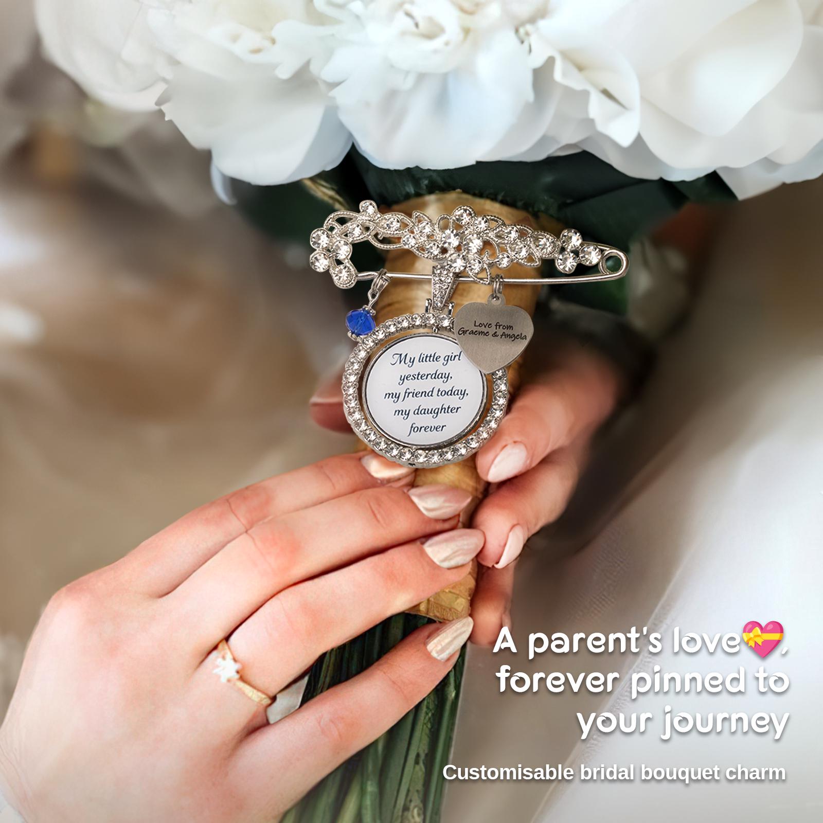 Personalized Bridal Bouquet Brooch, Locket Charm, Wedding Charm ...