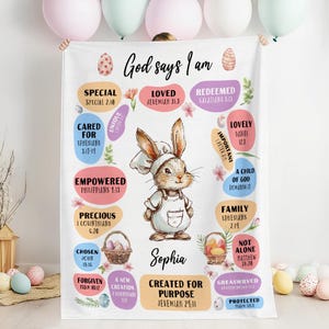 Personalized Easter Bunny Blanket, Baby Blanket, Easter Gift, Personalized Gift, Baby Shower Gift, Birthday Gift, Gift for Her, Gift for Kid