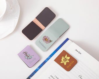 Personalized Watercolor Birthflower Magnetic Bookmark, Name Bookmark,Library Bookmark,Book Lover Gift,Personalized Gift,Gift for Book Lovers