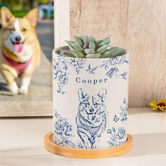 Personalized Pet Portrait Planter, Pet Succulent Planter, Pet Home Decor, Dog Memorial, Dog Remembrance Gift, Personalized Gift,Gift for Her