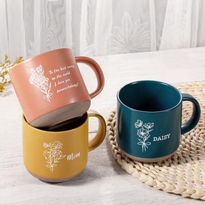 Custom Mug Birth Flower Mug, Coquette Birth Flower Mug, Mug with Name, Personalized Gift, Mothers Day Gift, Gift for Mom, Gift for Her, Gift