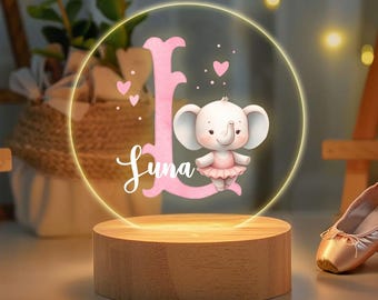 パーソナライズされたナイトライト、バレリーナギフトナイトライト、保育園の装飾、パーソナライズされたギフト、ベビーシャワーギフト、バレリーナへのギフト、彼女へのギフト