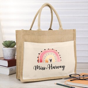 Borsa per insegnanti personalizzata, Borsa arcobaleno, Regalo per insegnanti, Regalo di apprezzamento sentimentale, Regalo di fine scuola, Regalo personalizzato, Regalo per lei