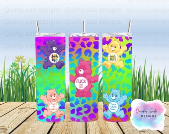 Swear bear tumbler wrap, 20oz, sublimation, png, digital download. funny, sarcastic, rude, swear words, digital design, sublimation design,