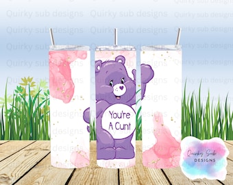 Swear bear tumbler wrap, 20oz, sublimation, png, digital download. funny, sarcastic, rude, swear words, digital design, sublimation design,