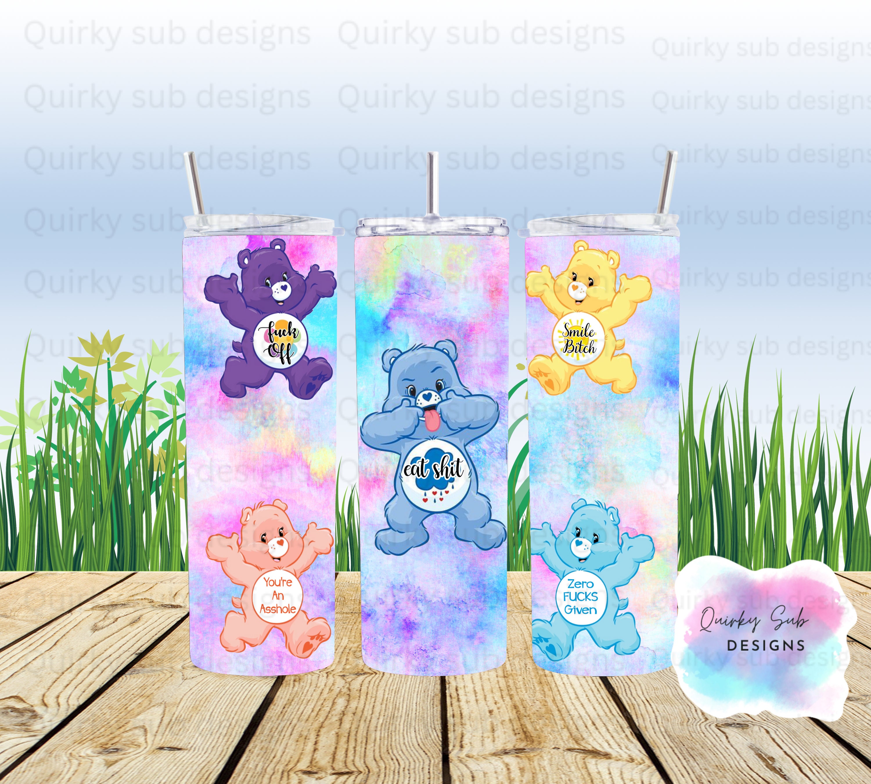 Swear bear tumbler wrap, 20oz, sublimation, png, digital download. funny, sarcastic, rude, swear words, digital design, sublimation design,