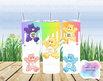 Swear bear tumbler wrap, 20oz, sublimation, png, digital download. funny, sarcastic, rude, swear words, digital design, sublimation design,