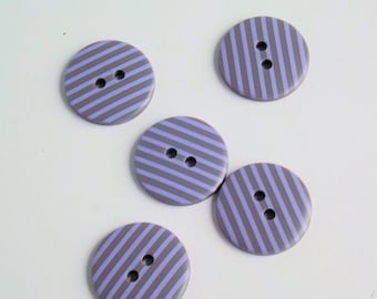 Purple buttons 15mm wide white stripe round 2 hole