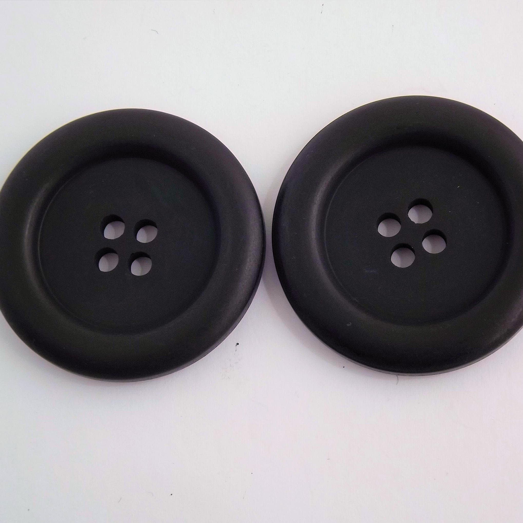 Black buttons Round Black Buttons 34mm Buttons 4 Hole | Etsy