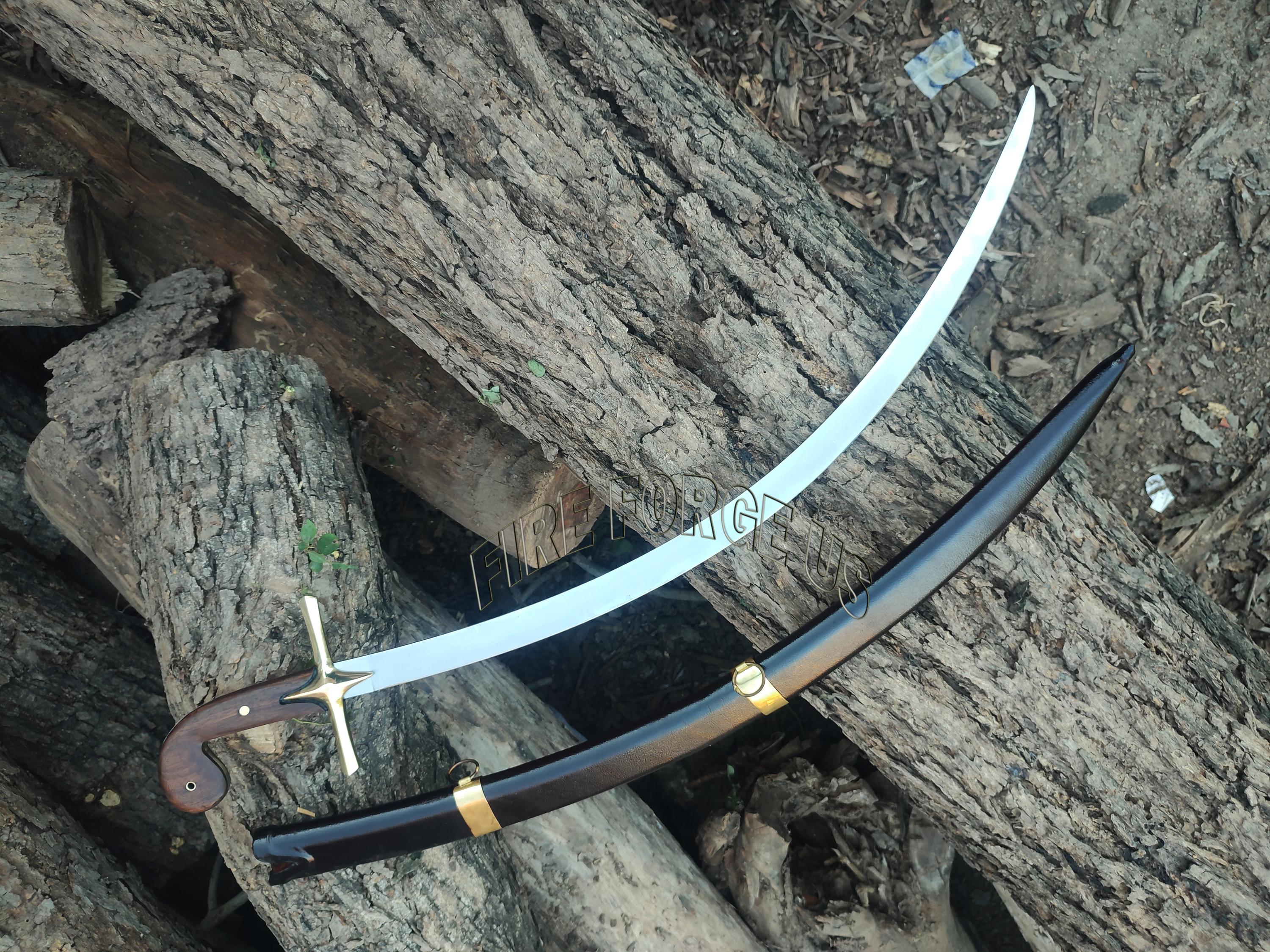 Handmade Sword | Curved Blade Premium Quality Sword | Turkish Historical Sword | Spring Steel Blade | Full Tang Sword | Wood Handle | Swords