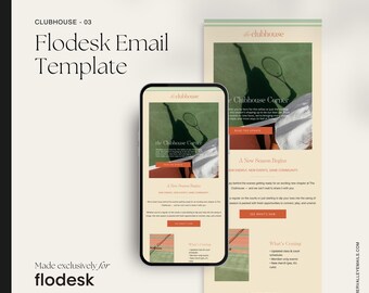 Clubhouse 03 – クラブのニュースレターやお知らせ、ヴィンテージデザイン、コーチやコミュニティブランド向けのFlodeskメールテンプレート