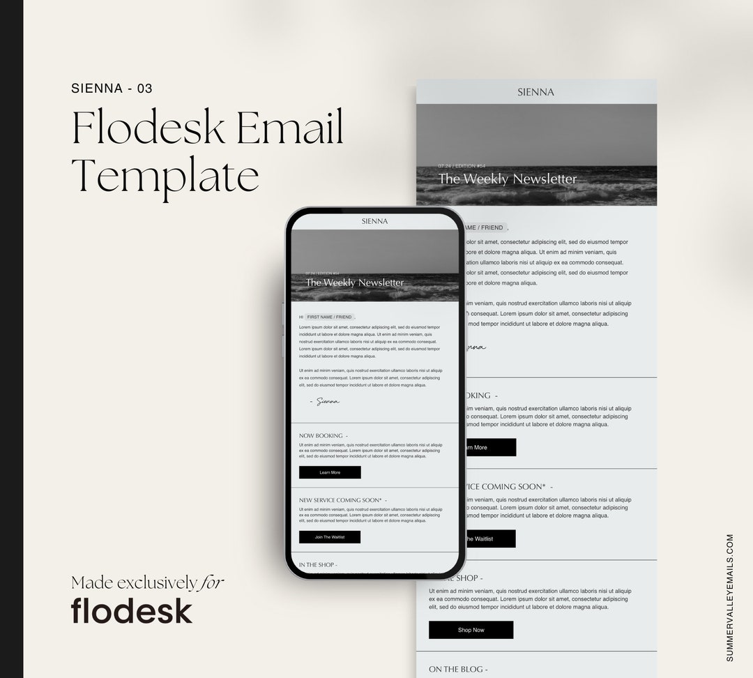 Sienna 03 Flodesk Email Template Elegant, Editorial Flodesk Email Sienna 03 Flodesk Email Template Elegant, Editorial Flodesk Email