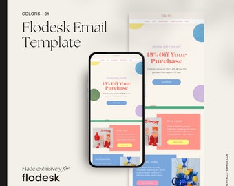 色 01 - Flodesk メール テンプレート | 遊び心があり、カラフルで楽しい Flodesk メール テンプレート