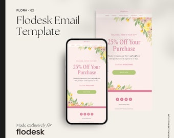 Flora 02 - Flodesk メール テンプレート | かわいらしく、芸術的で、モダンな Flodesk メール テンプレート