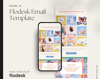カラー 02 - Flodesk メール テンプレート | 遊び心があり、カラフルで楽しい Flodesk メール テンプレート