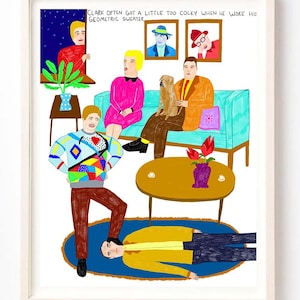 Art Print, Pattern, Silly, Quirky, Humor, Clark Often Got a Little Too Cocky When He Wore His Geometric Sweater - Fine Art Print