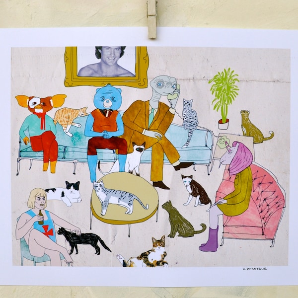 Art, Print, My Little Pony, Cats, Humor, Interior design, 80's, Gift, I'm Living Too Much in 82