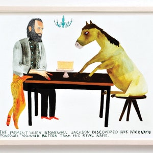 Art, Humour, Cheval, vintage, Affiche, Animaux, Stonewall Jackson, Histoire, Guerre de Sécession, Chat, Excentrique, Stonewall Jackson- Fine Art Print