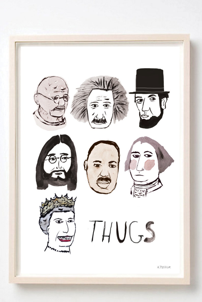 Art, Print, Political Humor, Illustration, Watercolor, Drawing, Quirky art, Gift, Portraits, Humor, Gift, Thugs Print on Fine Art Paper image 1