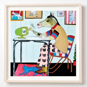 Art, Impression, Cheval, Chats, Humour, Design d’intérieur, Amoureux des chats, Cadeau, Jojo Higgins aimait les chats mais malheureusement Mme Higgins ne le laisserait pas en posséder un