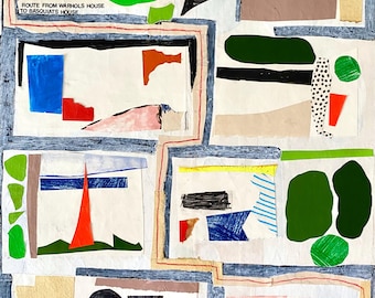 Original Mixed Media, Route From Warhol's House to Basquiat's House