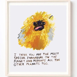 Pekingese Dog Art Print: Special Individual Quote, Folk Art Animals