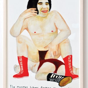Art, Humor, Words, Vintage, Poster, Wrestling, Andre the Giant, Sideburns, Quirky,Andre the Giant- Fine Art Print