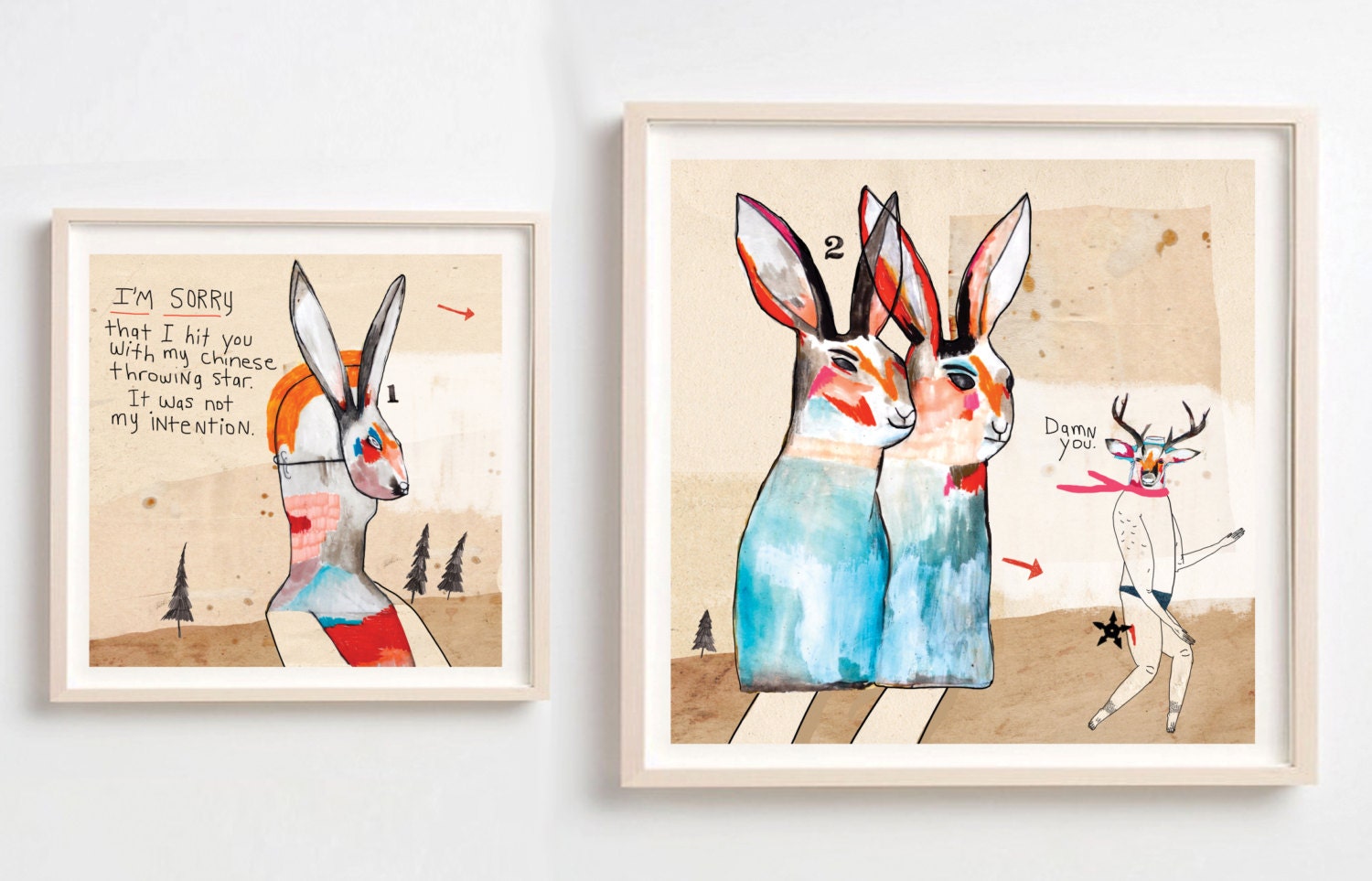 Art Prints Illustration Drawing Animal masks Quirky art Etsy