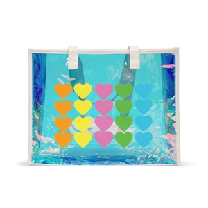 Beach Vibes Holographic Tote Bag - Iridescent Beach Bag for Summer, Pool, Travel, Shopping, Gift Idea