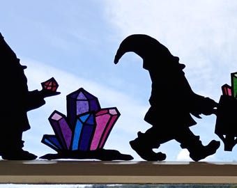 Waldorf window transparency - Crystal Mountain Gnomes silhouette printable template (PDF download)