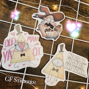 Cursed Bills || Stickers- Gravity Falls - Bill Cipher, Fiddleford McGucket