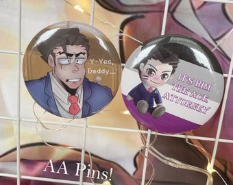 Phoenix Wright Pins || Button Pins- Ace Attorney - Phoenix Wright||