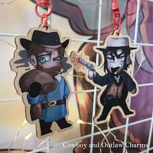 Cowboy and Outlaw ||Synthetic Wood Charms - Wild West Themed Charms||