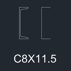 Peut inclure: Dessin au trait d'un profilé en C métallique avec les dimensions C8X11.5