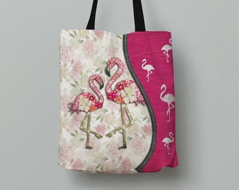 Sunlome Flamingo Seaside Handbags For Women Girls PU Leather Shoulder Tote Bag 