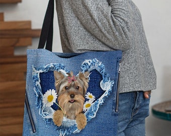 Yorkshire Terrier Dog Breed H Robinson reusuable cotton shopping shoulder bag 