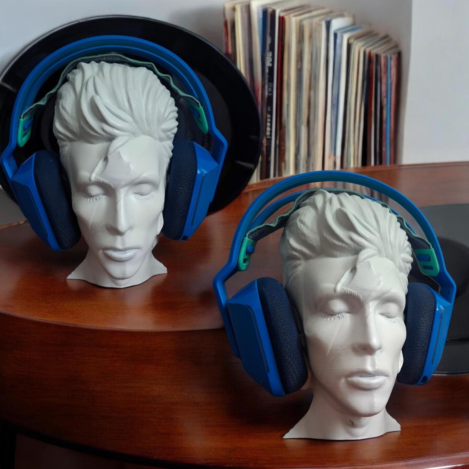 David Bowie Headphone Stand – Detailed Bust Sculpture – Matte or